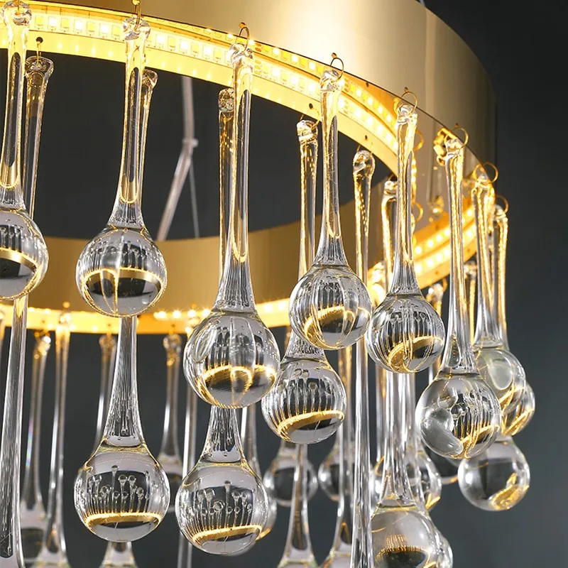 

Crystal Luxury LED Chandelier Lighting Postmodern Dining Living Room Art Hanging Lamp Bedroom Villa Deco Stainless Steel Fixture