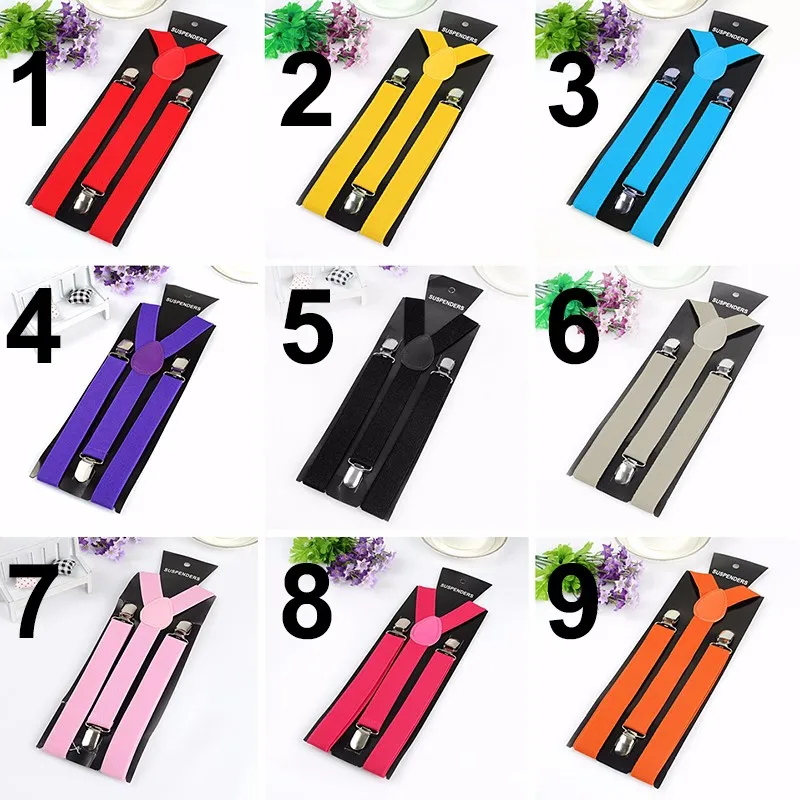 

Mens Womens Unisex Clip-on Suspenders Elastic Y-Shape Adjustable Braces Colorful For Female Male Fashion Accessory