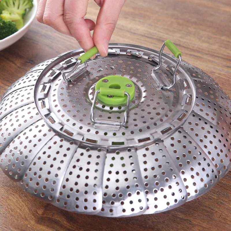 Stainless Steel Folding Steamer Mesh Vegetable Cooker Metal Bun Cookware Utensils for Cooking Steam Kitchen Accessories | Дом и сад