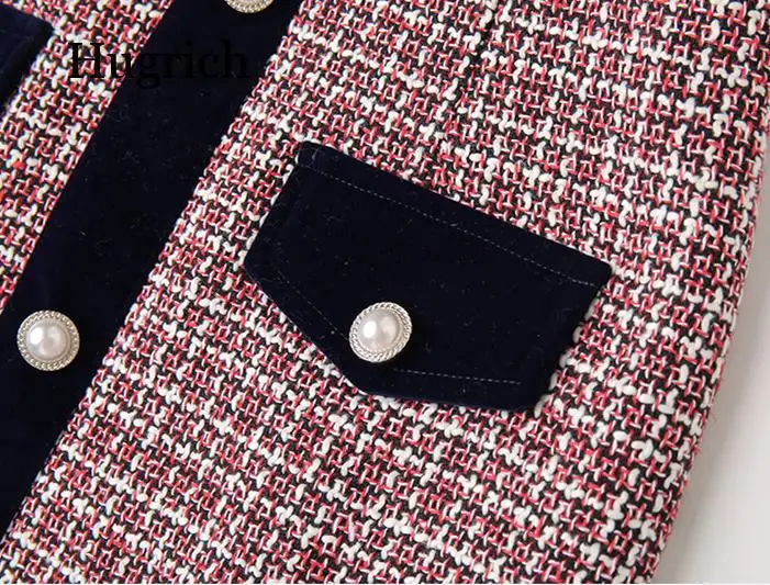 

Winter Women Tweed Vintage Two Piece Skirt Suits Sets Buttons Coat and A-Line Skirt Outfits Sets Elegant Fashion 2 Piece Sets