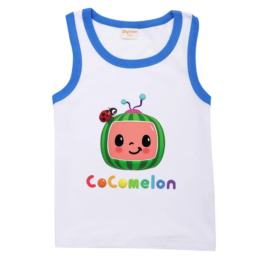 

2-16Y Boys Cute Cocomelon Clothes Children's Sleeveless T Shirt Kids Cartoon Cotton Vest Baby Girls Watemelon Graphic Clothing