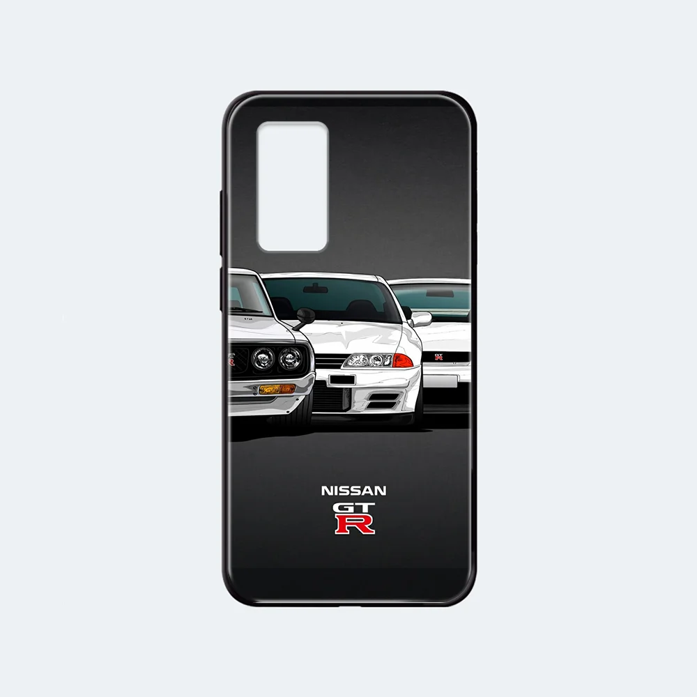 

cool luxury GTR Car Phone case cover hull For Huawei nova P Y 2 3 6 7 8 9 10 20 30 I Smart Plus Z Lite Pro II black back trend
