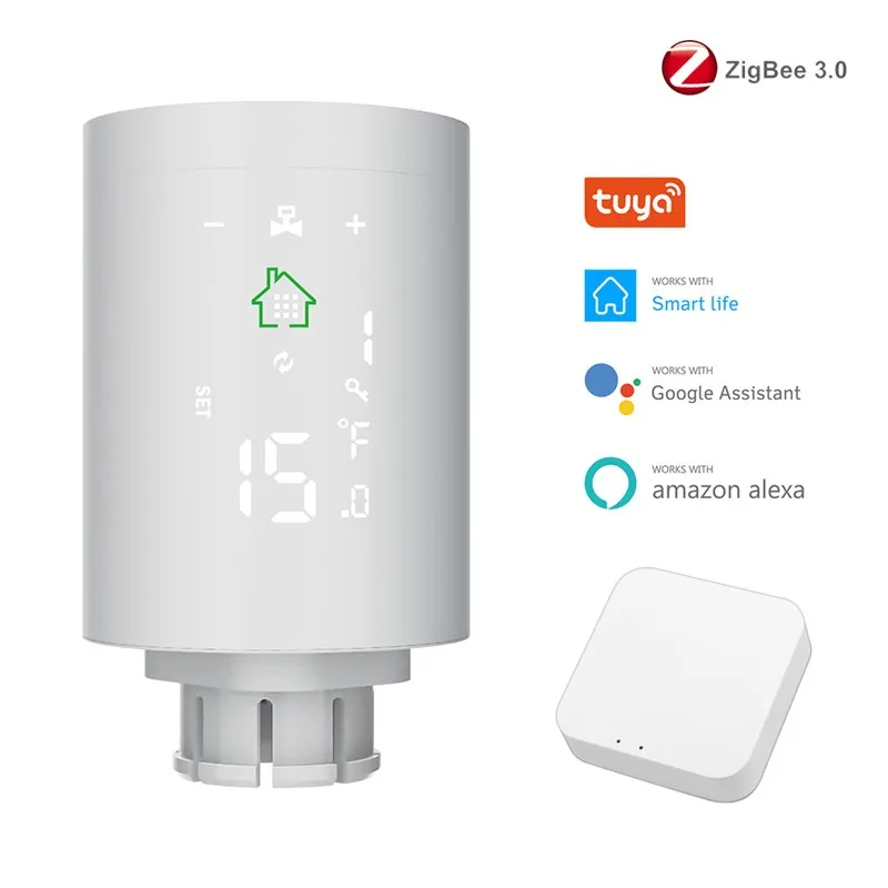 

Tuya ZigBee 3.0 Smart Thermostat Radiator Actuator Valve Programmable TRV Temperature Controller Works With Alexa Google Home