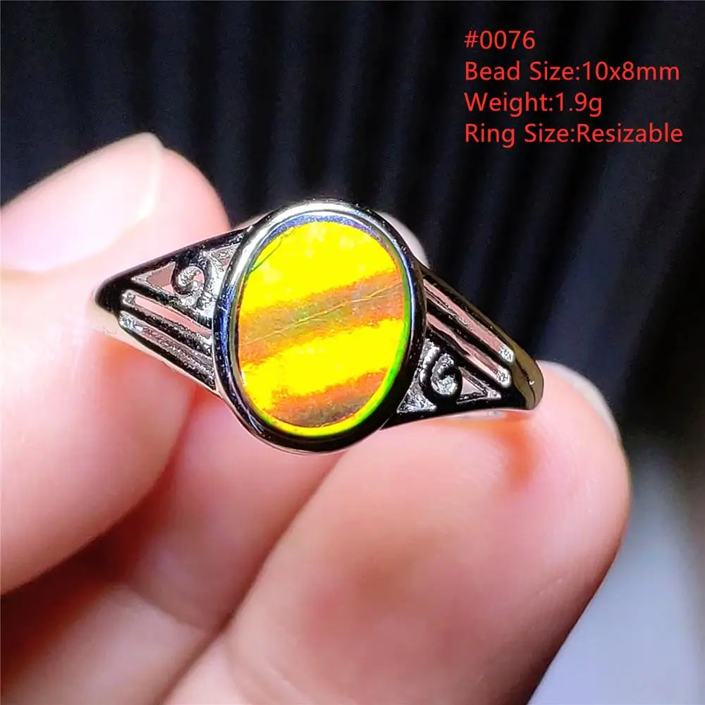 

Top Natural Colorful Ammonite Ammolite Ring Resizable Size For Woman Trendy Heart 4 Colors 925 Sterling Silver Crystal Ring