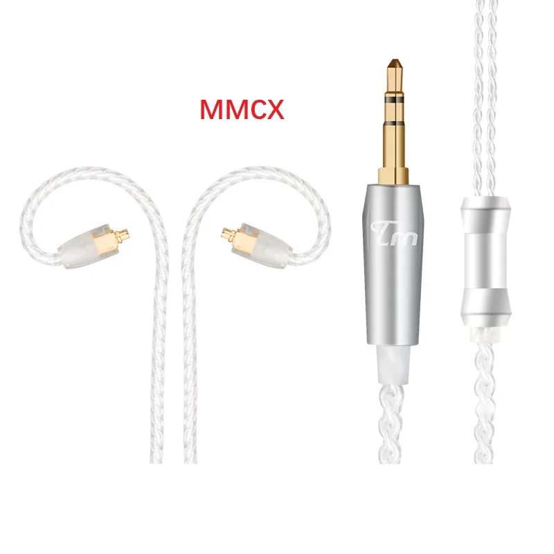 Обновленный позолоченный Сменные иглы с серебряным кабелем 3,5 мм 2Pin/MMCX для V80/V60/V20 ZS10/ZS6/ES4 SE846 Универсальный - Цвет: 3.5MM MMCX