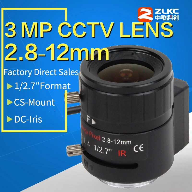 

3.0Megapixel HD CCTV lens Auto DC Iris Varifocal 2.8-12mm CS Mount F1.4 For 720P/960H/1080P/ 3MP/IP/Box Camera IR Lens optical