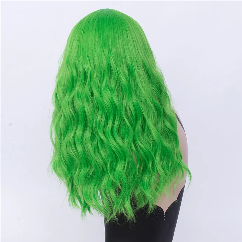 MSI Wigs длинные волнистые оранжевые парики Косплей блонд синтетический парик для белых женщин высокая температура волокна волос - Цвет: Зеленый