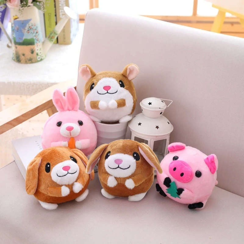 

Pet Bouncing Jump Ball Cartoon Pig Dog Doll Toy USB Electric Plush Beating Sing Cute Toys for Children Kids