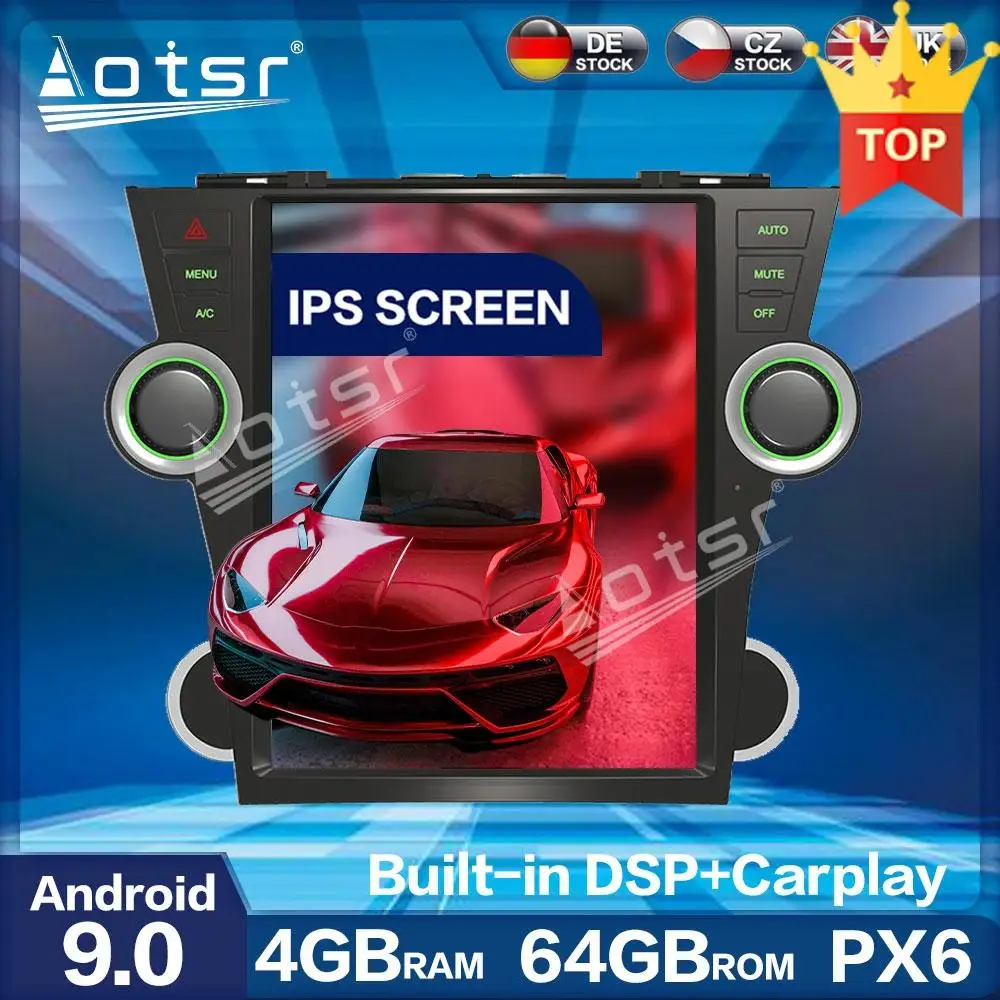 Aorts Tesla Style PX6 Android 9 0 4 + 64 ГБ Автомобильный Радио плеер GPS навигация HD Авто Стерео