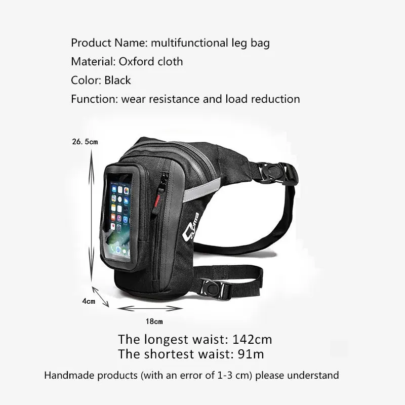 YoReAi Men's Oxford Drop Leg Bag Thigh Hip Bum Belt Waist Bags Travel Riding Motorcycle Crossbody Mobile Phone Fanny Pack |