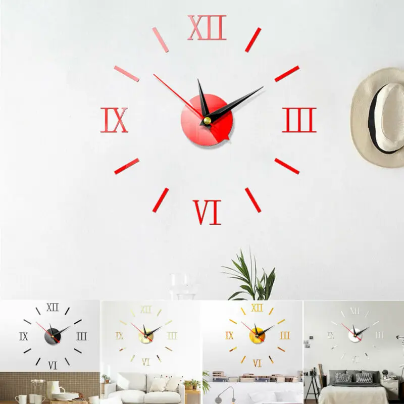 2020 Newest Creative Roman Wall Clock-Mirror Modern DIY Large Clock 3D Mirror Surface Sticker Home Decor Art Design | Дом и сад