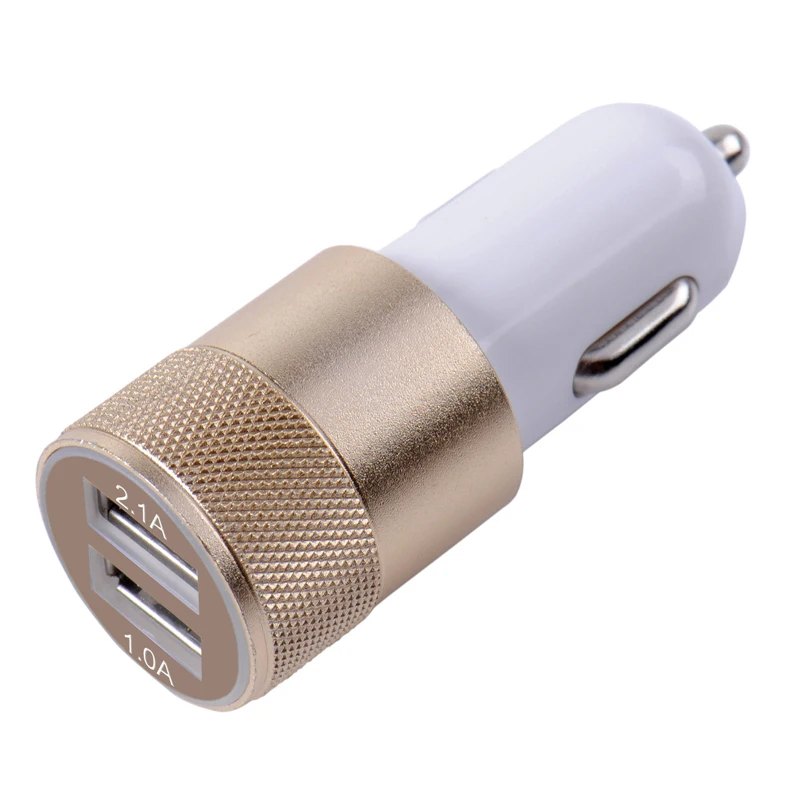 

Mini Dual USB Car Charger Aluminium Alloy Dual-Port Car Charger Rapid-Charge For IPad Smart Mobile Phone Car Charger Accessories