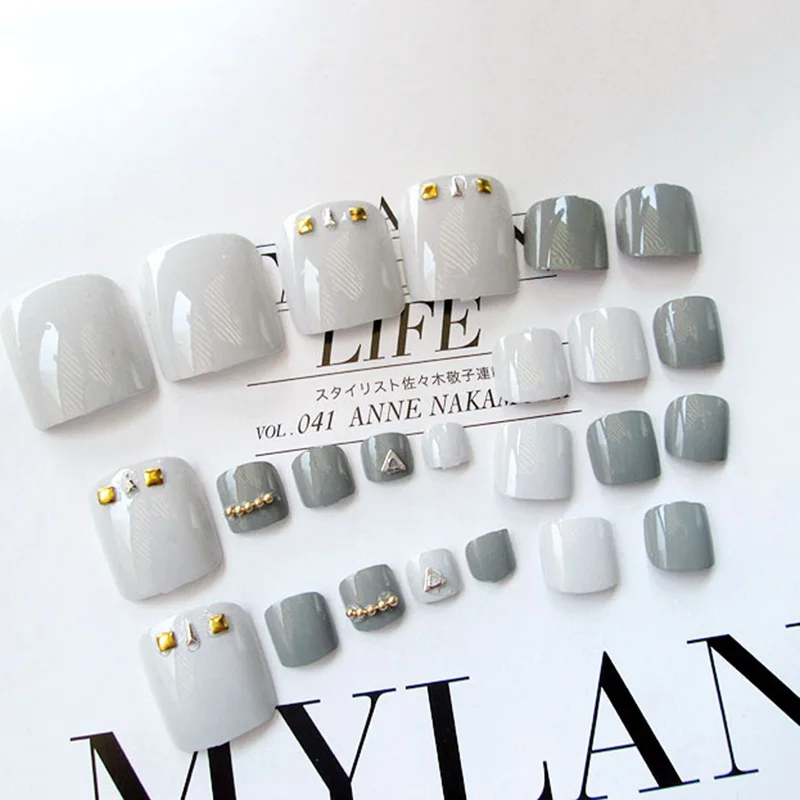 Модный Современный серый фальшивый пластырь для дизайна ногтей | Красота и