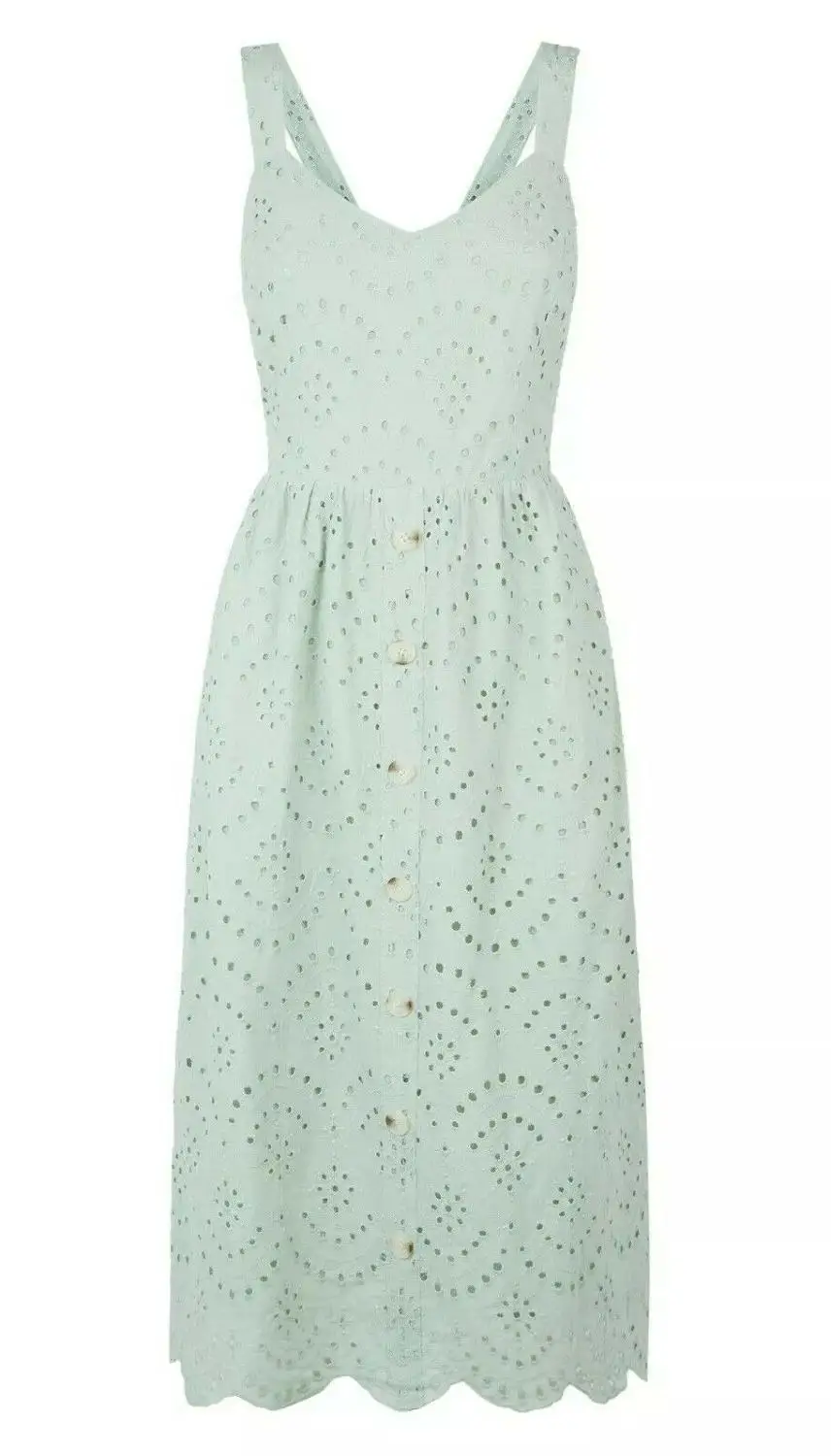 

Women's Mint Green Button Front Midi Dress