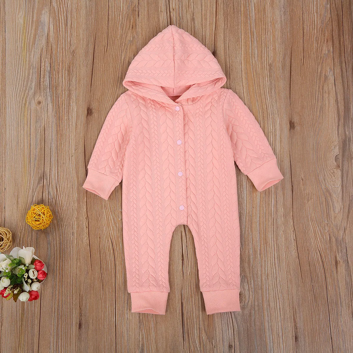 

Newborn Baby Boys Girls Romper ,Long Sleeve Autumn Jumpsuit Solid Color Single-breasted Hooded One Piece Bodysuit 0-24months