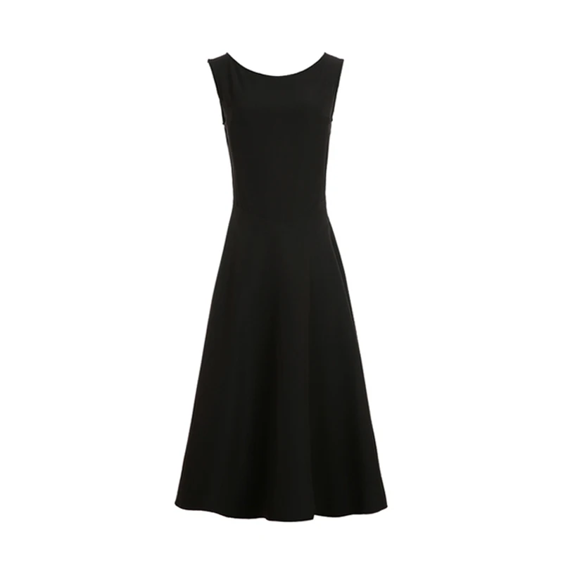 Платье женское ТРАПЕЦИЕВИДНОЕ на бретелях повседневное однотонное черное