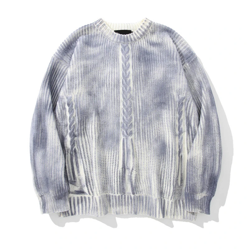 

New Designer Tie Dye Sweater Men Autumn Winter Streetwear Men Clothing Hip Hop Pullover Men Hole Oversize Sweater