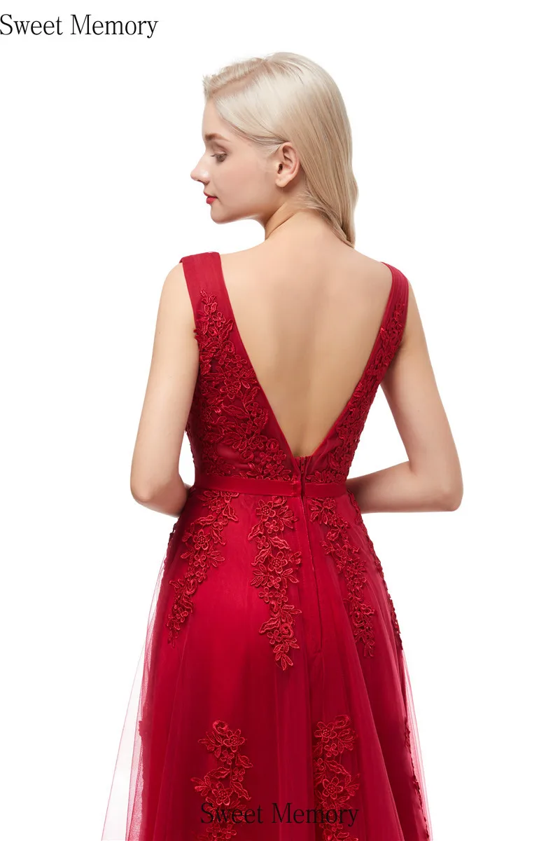 

2020 New Sweet Memory Women Lace Appliques Long Navy Blue Bridesmaid Dresses Wedding Party Prom Robe