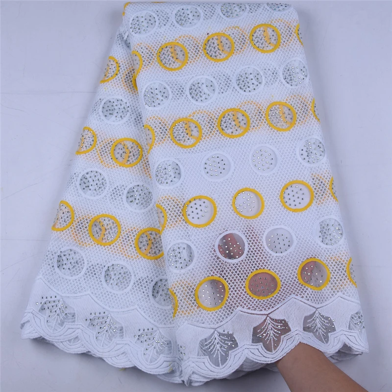 Чистая белая африканская сухая кружевная ткань Высококачественная молочная