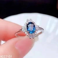 kjjeaxcmy fine jewelry s925 sterling silver inlaid natural blue topaz girl lovely ring support test chinese style with box