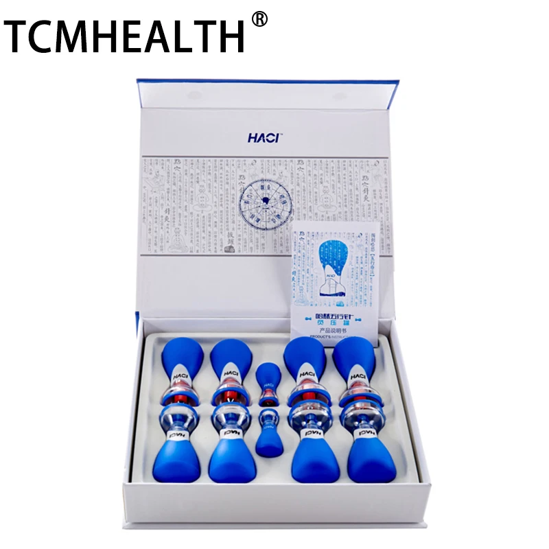 TCMHEALTH 10 Pcs HACI WU XING Needle Bipolar Strong Magnetic Vacuum Acupuncture Cupping Set Chinese Therapy Pressure Cupping
