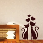 Парные кошки, виниловые наклейки на стену, романтичные домашние обои, фрески, кошка, Влюбленные с сердцами, настенные художественные наклейки, украшение для спальни
