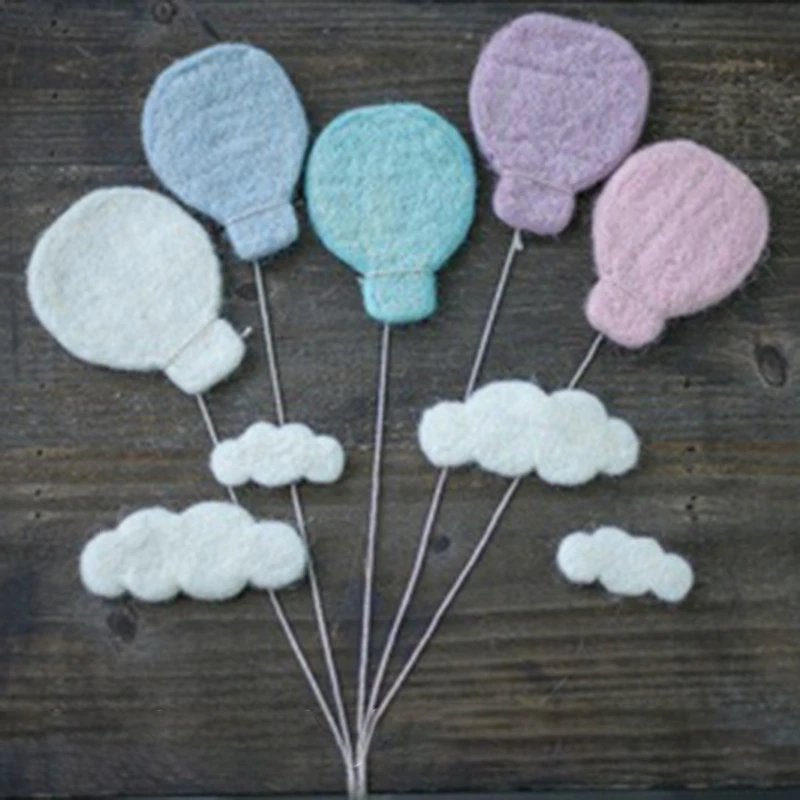 

9 Pcs DIY Baby Wool Felt Dinosaur Stars Love Heart Clouds Balloon Decorations