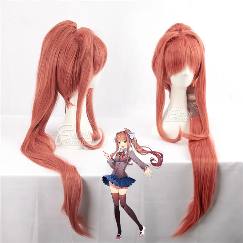 Doki Literature Club! Моника парик 100 см длинный Косплей костюмы синтетические волосы