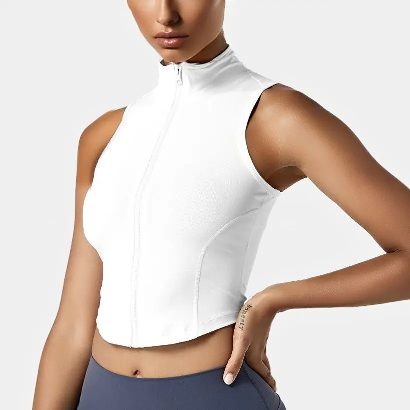 

2022 New Exercise Outfit In Slim Cut, Cropped Top With Front Zipper, Woman's Tracksuit Tank For Workout, Turtle Neck Yoga Shirts
