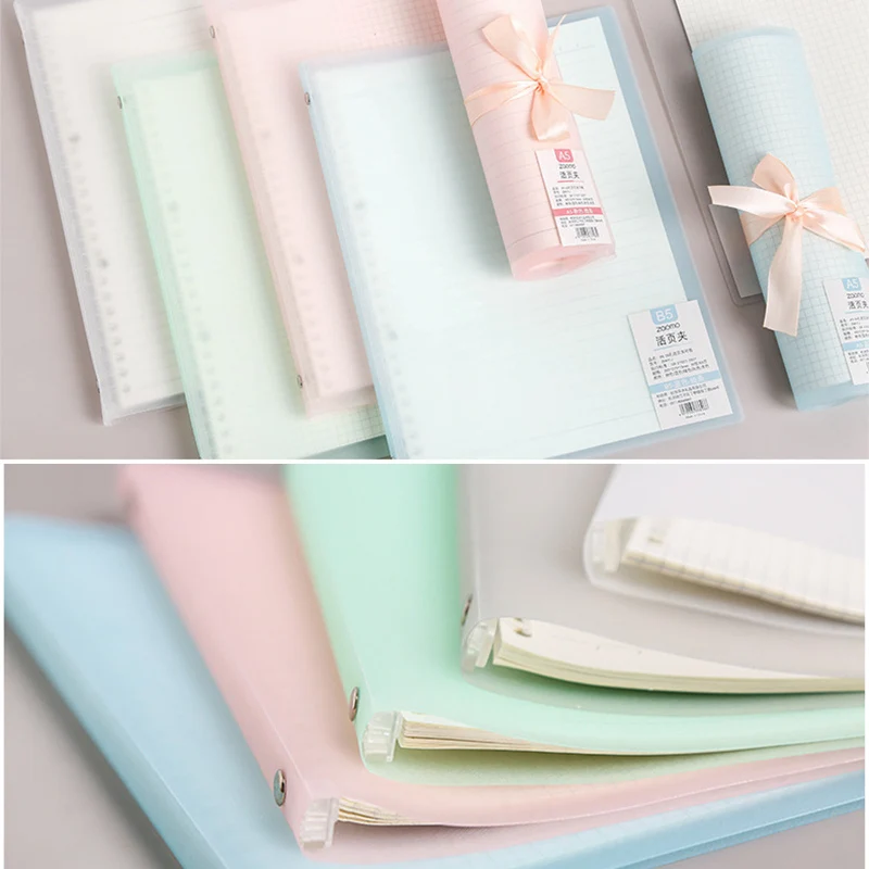 

Transparent Macaron Note Book Loose Leaf Inner Core A5 B5 Notebook Diary Plan Binder Office School Supplies Ring Binder