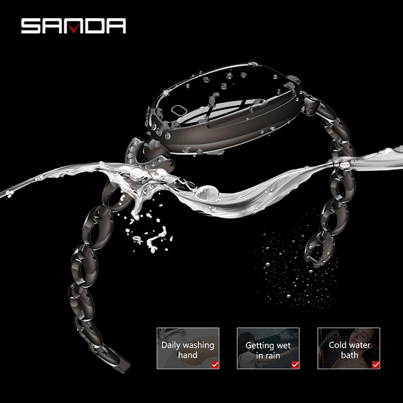 Женские Смарт часы Sanda E68 с бриллиантами фитнес трекер водонепроницаемые