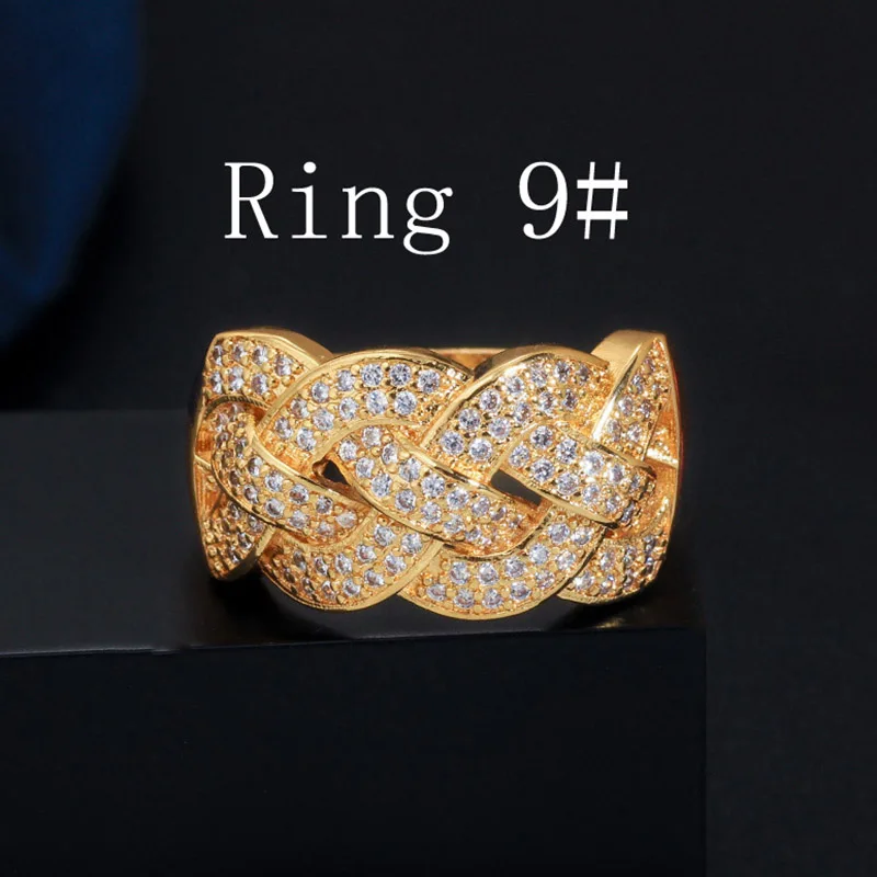 Yellow Gold 9 Pera, кубический цирконий, женские золотые ювелирные изделия, большой массивный широкий браслет, браслет, кольцо, набор для роскошного свадебного костюма, аксессуары Z054 - Окраска металла: Yellow Gold 9