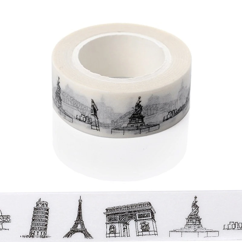 

1 Pcs New Sketched Paris Eiffel Tower Japanese Washi Tape Office Adhesive Tape Adesivo 15mm*10m Masking Tape Material Escolar