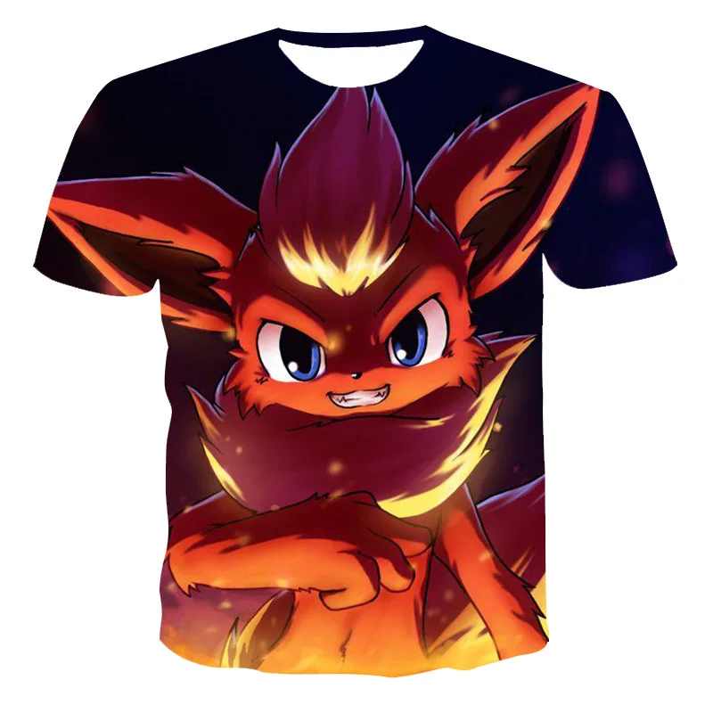 

2021 New Fashion Hip Hop Streetwear Harajuku Pokemon 3D Digital Printing Animation Graphics Neutral 3DT Shirt Top Casual Gym