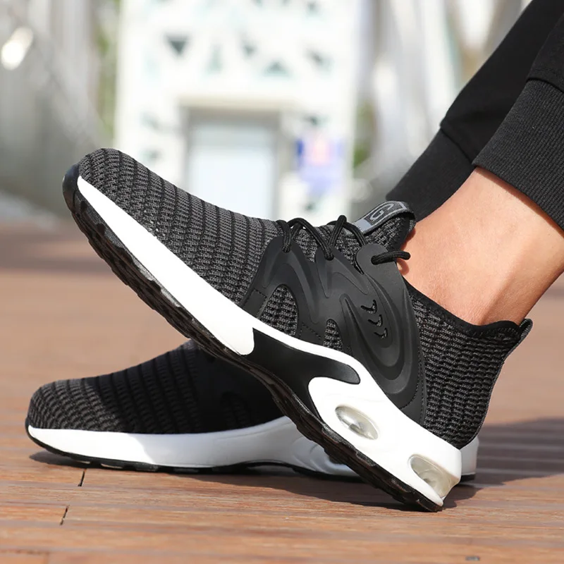 Мужские кроссовки с воздушной подушкой дышащие сетчатые защитные туфли размера