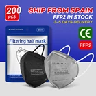 200 шт., сертифицированные черные маски для мужчин и женщин, 5 слоев