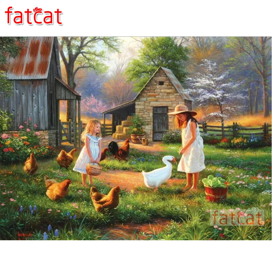

Картина из страз FATCAT Girl утка цыпленок Сделай Сам 5d полная квадратная круглая фреза искусственное украшение для дома AE3155