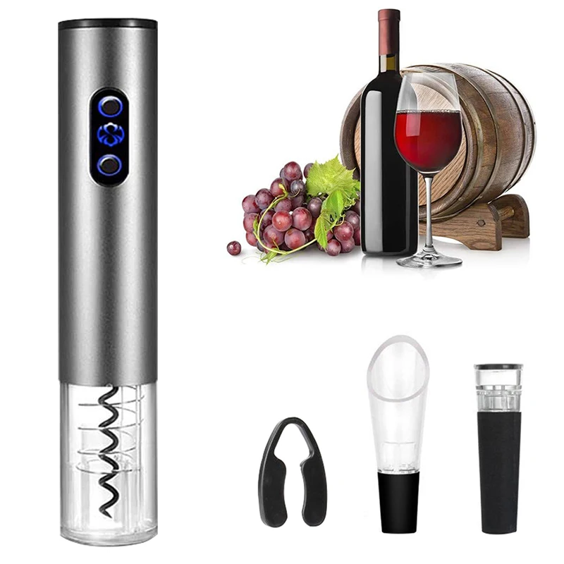 

Gift Box Electric Wine Opener 4 In 1 Gift Set Including Vacuum Plug Foil Cutter Red Wine Aerator
