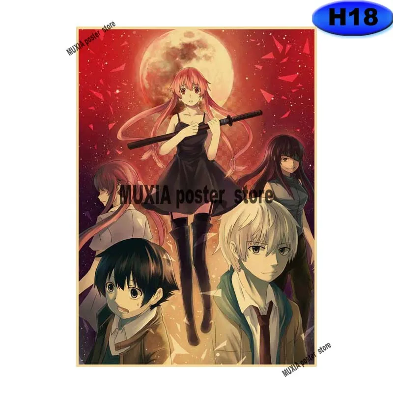 Японское аниме Будущее Дневник раньше бумажные постеры Mirai Nikki картина настенное