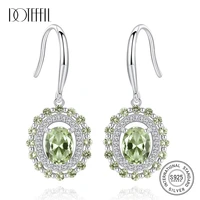 doteffil olive green topaz diamond real 100 925 solid silver drop earrings for women gift vintage fashion wedding fine jewelry