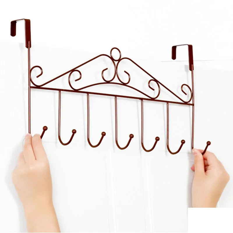 Over The Door 5/7 Hooks Iron Scarf Bag Shelf Bedroom Home Organizer Rack Clothes Coat Towel Hanger For Bathroom Convenience | Дом и сад