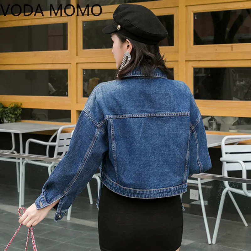 

2020 Autumn Denim Jacket Coat Women tassel Loose Overcoat Jeans Jacket Basic Coats Streetwear Long Sleeve Casual Outerwear