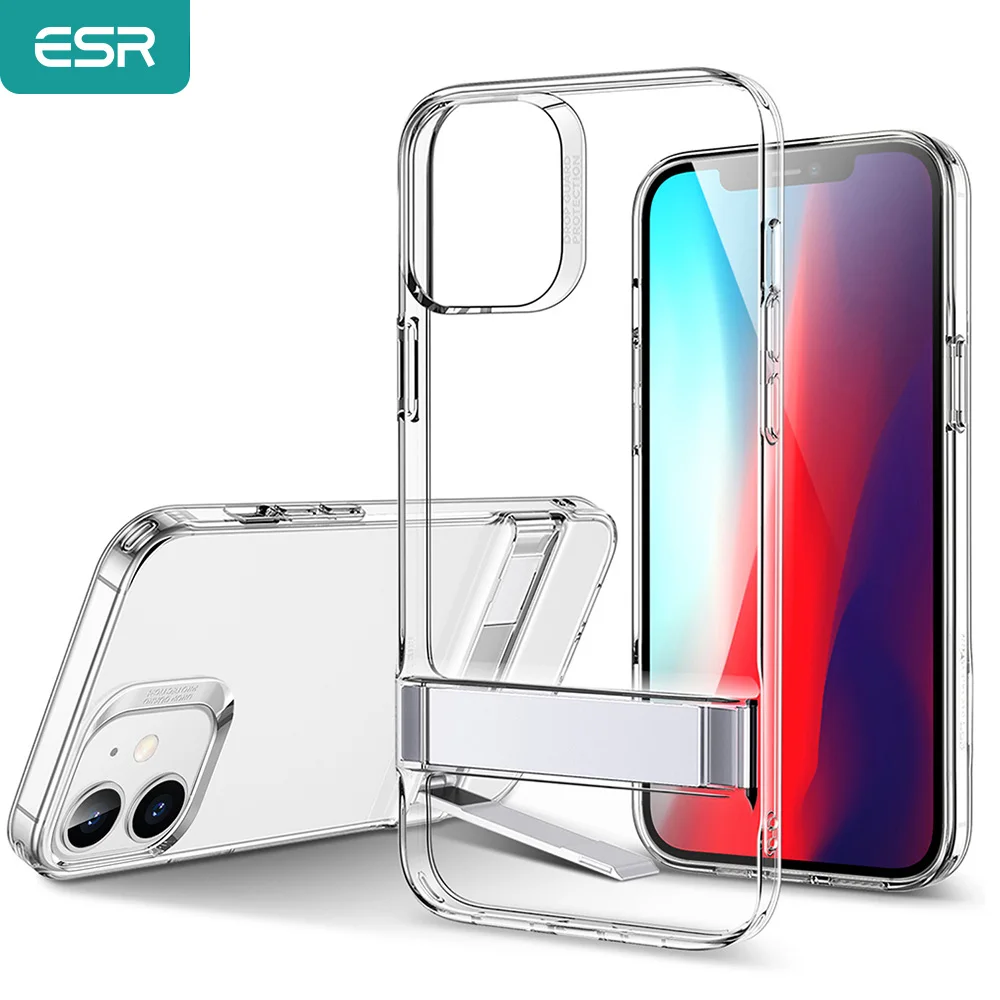 

ESR Case for iPhone 12 mini Flexible TPU Back Cover Metal Kickstand Case Stand Support Wireless Charging for iPhone 12 mini