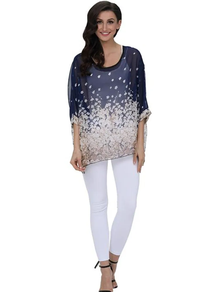 Женская шифоновая блузка с цветочным принтом размеры до 6XL | одежда