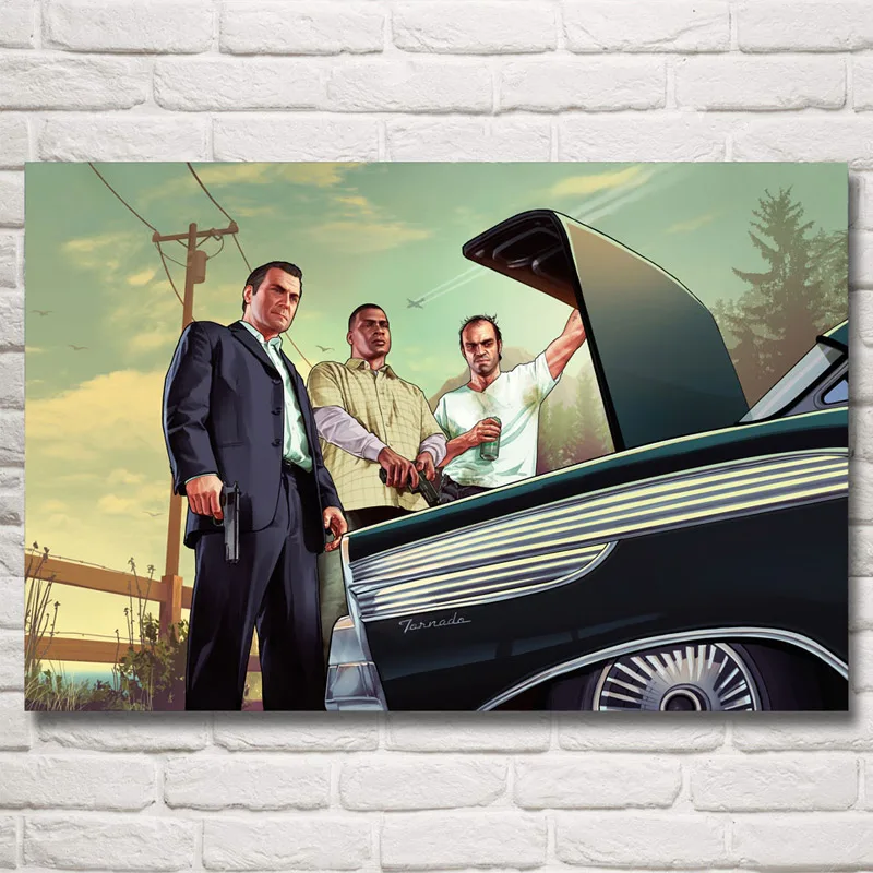 FOOCAME Grand Theft Auto V GTA 5 игровые плакаты и принты художественные шелковые картины для гостиной Современное украшение дома картина для спальни