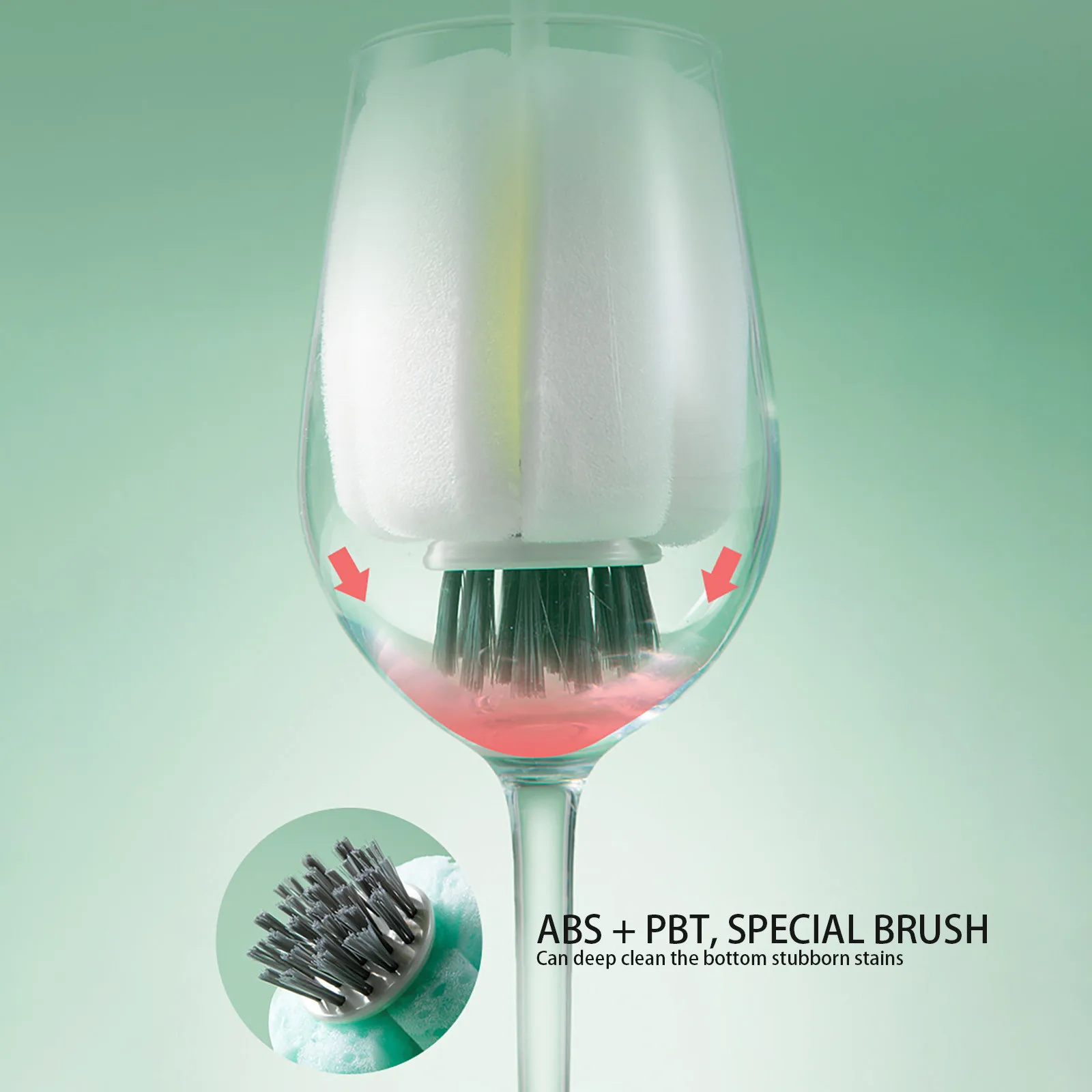 Вращающаяся щетка с длинной ручкой для чистки губчатой чашки без мертвых углов
