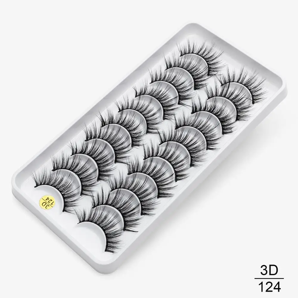 8/10 пар, натуральные длинные 3D ресницы из искусственной норки, толстые, ручная работа, полная полоса, ресницы, объемные, мягкие, норковые ресницы, накладные ресницы - Цвет: 3D-124