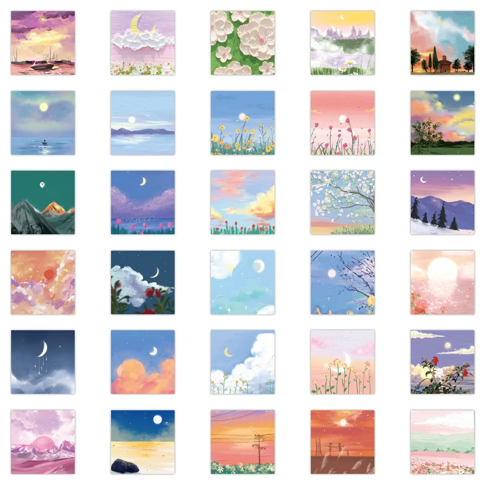 103060pcs ins style pink landscape graffiti stickers aesthetic sunshine decals luggage laptop skateboard phone sticker toys free global shipping