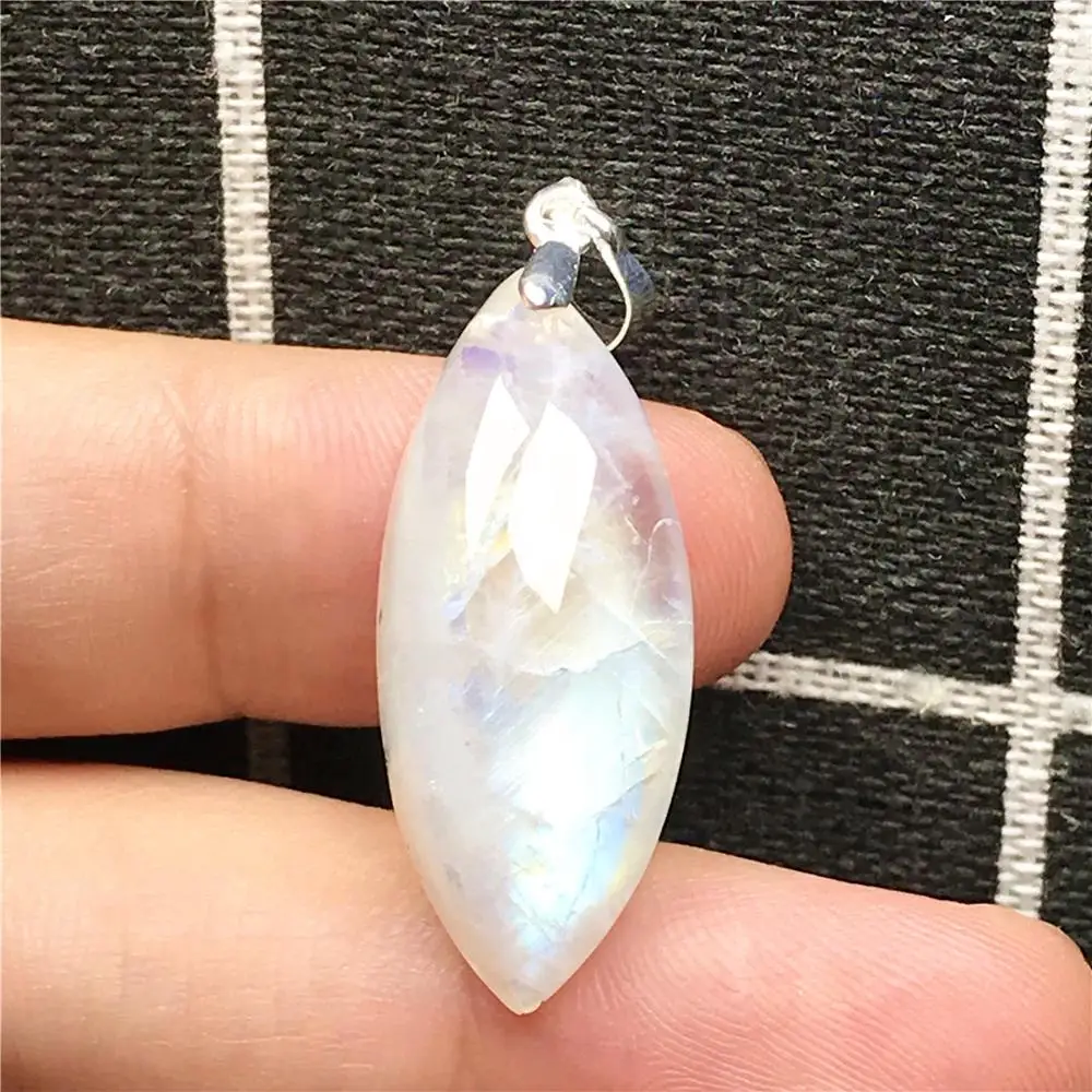 Естественный синий свет лунный камень кулон ювелирные изделия для женщин леди