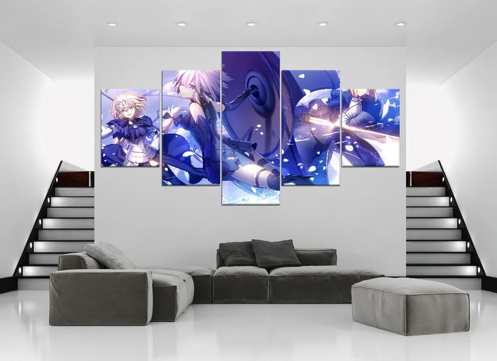 

Modern Home Decorative Canvas Art Print Animation Poster 5 Pieces Fate Grand Order Characters Painting Wall Picture Framework